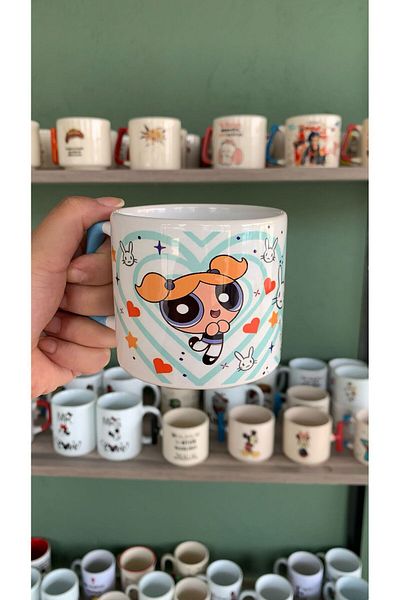 GünayStore Powerpuff Girls - Bubbles Heart Detailed Mug Cup Coffee Cup 200 ml 1Pc