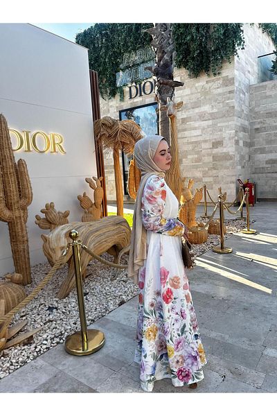 Merve Bayraktar Flower Linen Dress