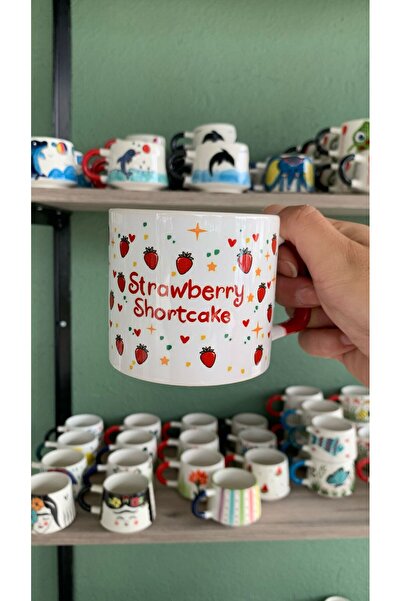 GünayStore Çilek Kız Strawberry Shortcake Nostaljik Baskılı Kupa Bardak Çay Kahve Fincanı 200 ml
