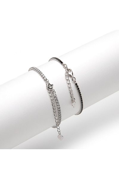 ElectraStore 925 Silver Tennis Bracelet Set