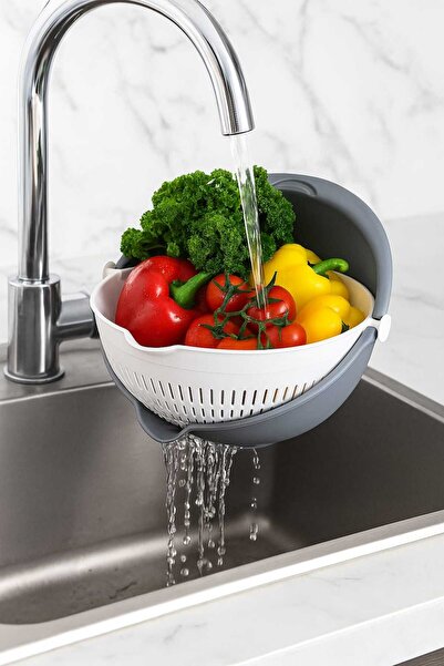 Mikasso 360 Degree Rotatable Rice Washing and Pasta Strainer Double Chamber R...