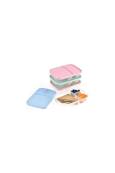 Righton 3 Pieces 3 Compartment Diet Storage Container I Portable Smart Rectangular Lunch Box Container (3 Pieces)