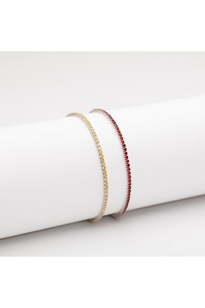 ElectraStore Set of 2 Ruby Silver Tennis Bracelets