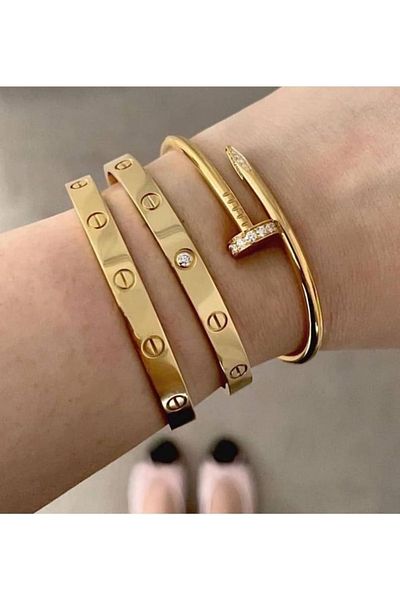 ElectraStore Luxury Glam LOVE + CUI Crystal Bracelet Set