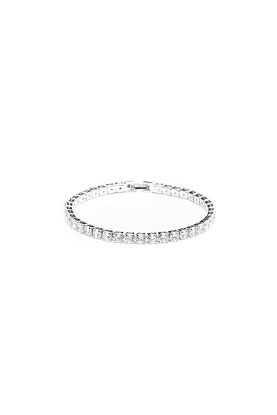 ElectraStore White Gold Plated Tennis Bracelet and Silver Earrings Set