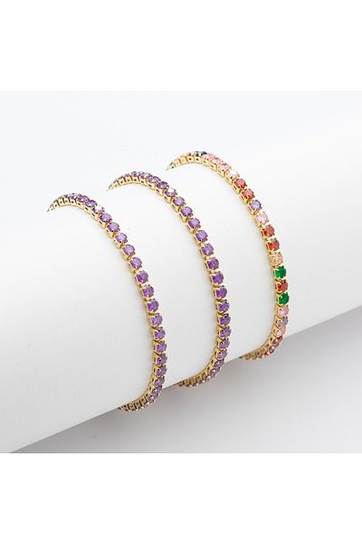 ElectraStore Set of 3 Yellow Gold Plated Tennis Bracelets