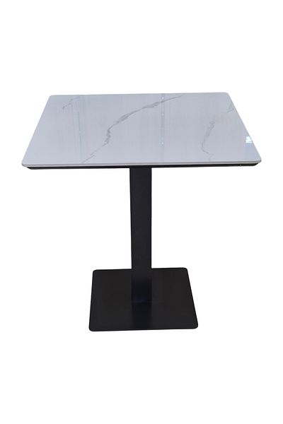homejoyz Square Dining Table with Marble Finish Top -White -75x70 cm