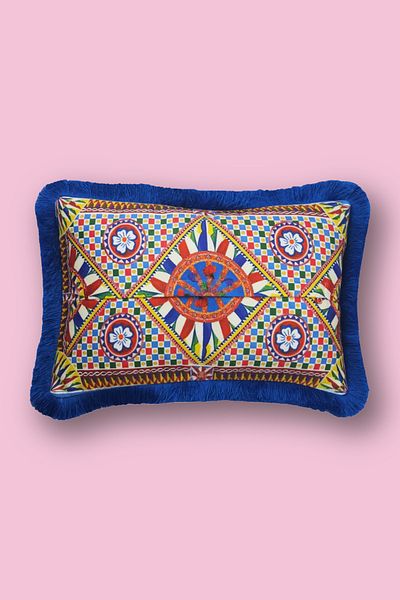 Alseko Concept Saks cu ciucuri, Milano 10 model decorativ 30x50cm husă dreptunghiulară pentru pernă