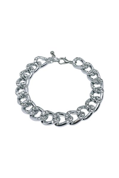 ElectraStore Large Link Bracelet Encrusted with Zirconia Crystals