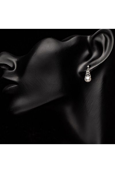 ElectraStore Silver Earrings Cultured Pearl Bride