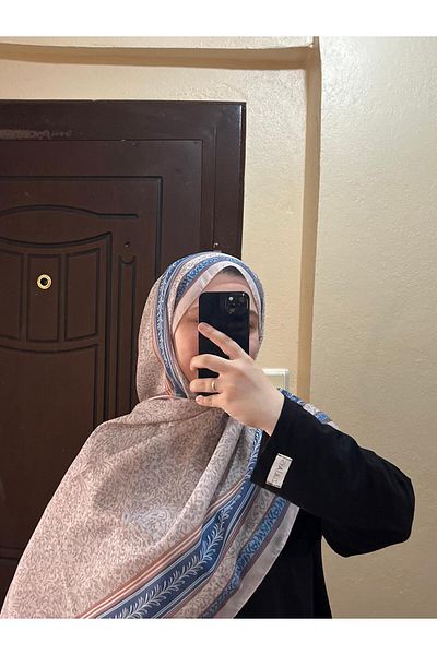 BOUTİCON Cream Leaf Patterned Summer Cotton Shawl
