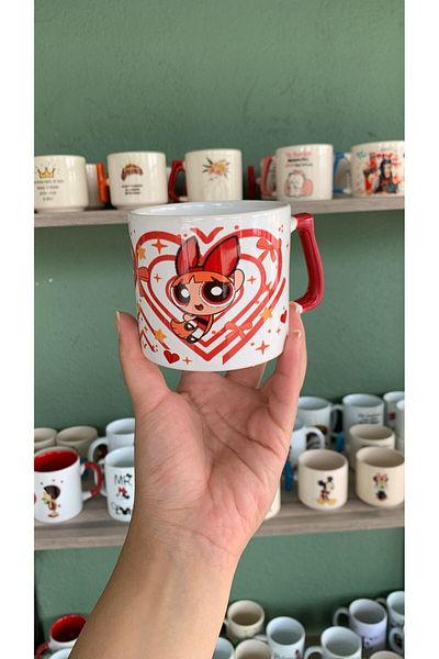 GünayStore Powerpuff Girls - Blossom Heart Detailed Mug Cup Coffee Cup 200 ml 1Pc