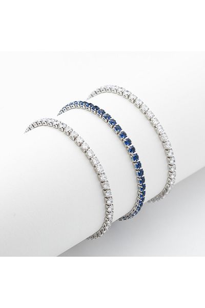 ElectraStore Set of 3 White Gold Plated Tennis Bracelets