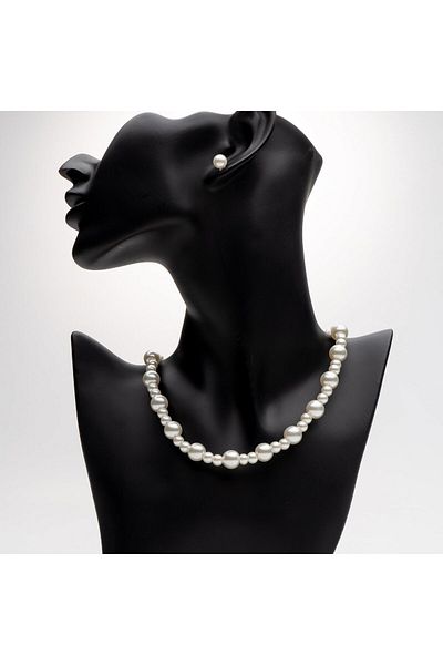 ElectraStore Pearl Necklace + Earrings Set Karolina