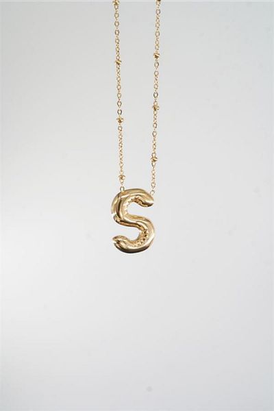 By Zeyna Aksesuar Women's 316 L Stainless Steel Balloon Letter Necklace S
