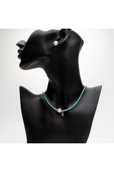 ElectraStore Handmade Turquoise Necklace With Natural Pearl