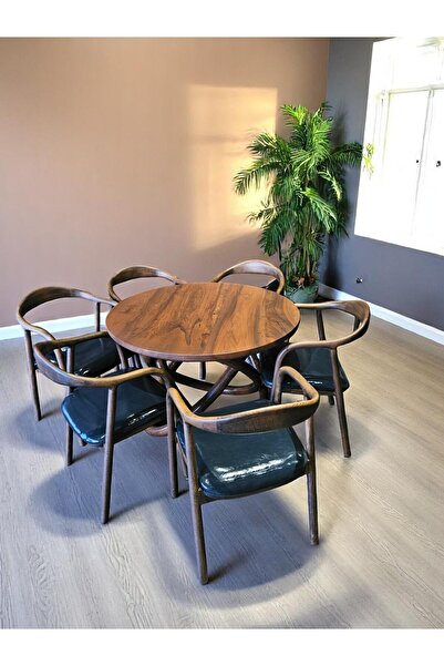 Home 130x130 Yuvarlak Ceviz Yemek masası, Yemek Odası Masası Yuvarlak , Ahşap...