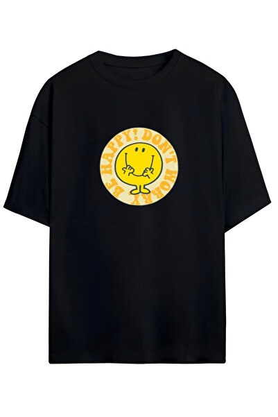 MAGORS كن سعيدًا ولا تقلق - تي شيرت كبير الحجم