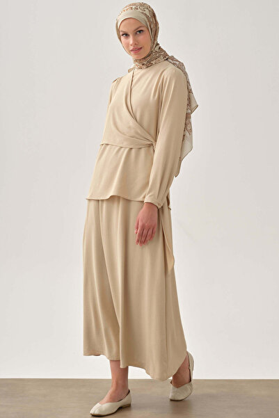 Tuğba Beli Lastikli Etek - Bej