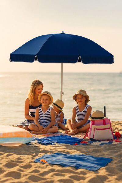 ELEVEN MARKETS Premium Plaj Şemsiyesi Kaygan Kumaş Katlanır Deniz Bahçe Balko...