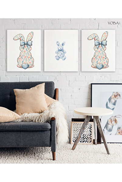 VOBA STORE 3-компонентен комплект MDF рамки за снимки с мотив заек за детска ...