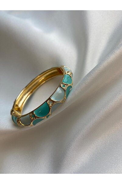 Butik Çelik Renkli Mineli Kelepçe Bileklik