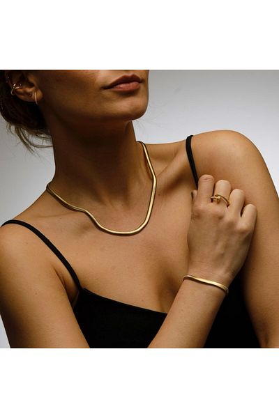 ElectraStore Colier Plat Snake Auriu