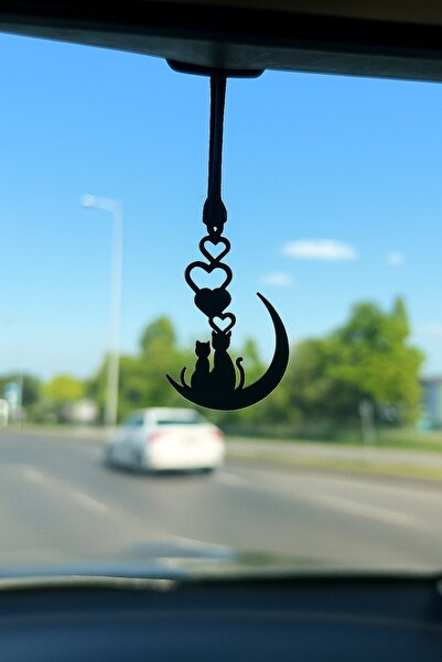 sawas dekor قطع الليزر " 🐱 🌙 🐱 "2 قطط على مرآة الرؤية الخلفية للسيارة على ...