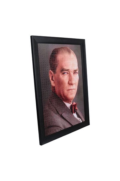 Sera Oyun Aletleri Mustafa Kemal Ataturk Luxury Framed Hangable 1000 Piece Ready Puzzle 68*48 cm - Black Color Frame