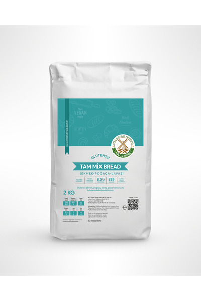 Mill & More Only Natural Products Glutensiz Tam Mix Bread Ekmek Poğaça Lavaş Unu Karışımı 2 Kg