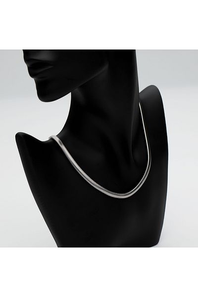 ElectraStore Silver Snake Flat Necklace