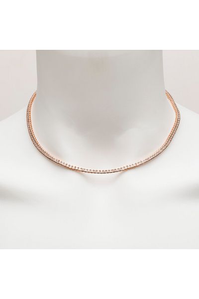 ElectraStore Tennis Necklace In Rose Gold-Silver