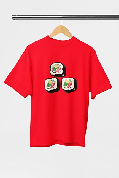 ArtYus TRIOCĂ CU MÂNĂ SCURTĂ CU Gât rotund, IMPRIMAT 3SUSHI, PENTRU BĂRBAȚI/F...