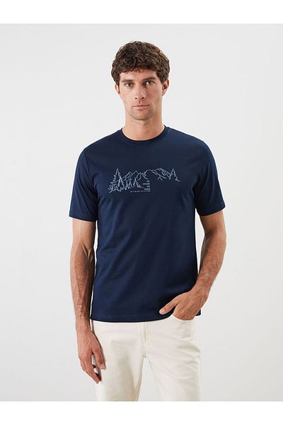 LC Waikiki New Season Crew Neck Printed Combed Cotton Men's T-Shirt - S5Pk91Z8