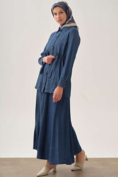 Tuğba Parçalı Etek - İndigo