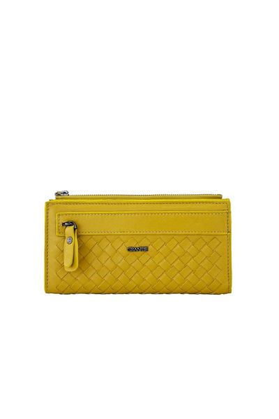 Grande Genuine Leather Women's Wallet Knitted Yellow 2760