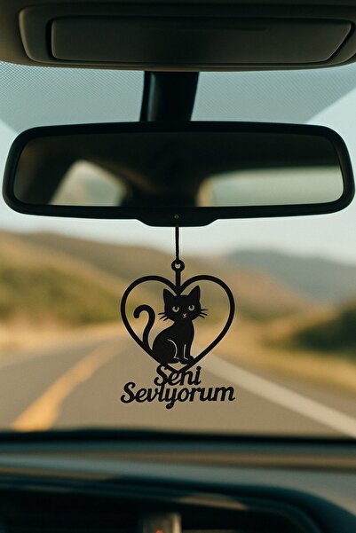 sawas dekor قطة معدنية مقطوعة بالليزر على شكل قلب مع كتابة "أحبك" لتزيين مرآة...