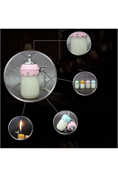 Generic Flame Lighter in Shape of Feeding Bottle Multicolour Randomly Assorted