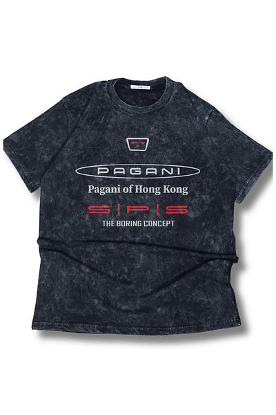 Fuddy Moda Tricou unisex Pagani Of Hong Kong scris lavabil, tricou retro cu tematică auto supradimensionată