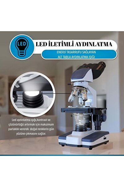 Triline 2500X Binoküler 5MP USB Kamera Bilgisayar Destekli Bileşik Biyolojik Dijital Mikroskop
