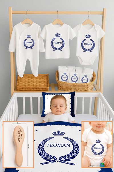 Sitilin Erke Bebek %100 Pamuk İsimli Hastane Çıkışı, İsimli Nevresim Yastık S...
