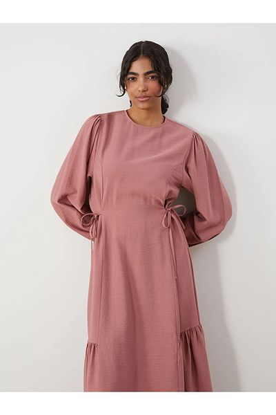 LC Waikiki Lcw Modest Pink Crew Neck Women's Dress