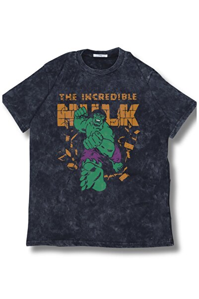 Fuddy Moda تي شيرت مطبوع قابل للغسل للجنسين من The Incredible Hulk، تي شيرت عتيق ذو طابع مار فيل كبير الحجم