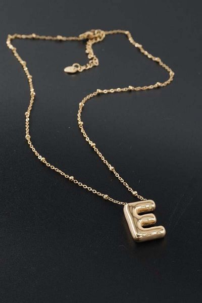 By Zeyna Aksesuar Women's 316 L Stainless Steel Balloon Letter Pendant E