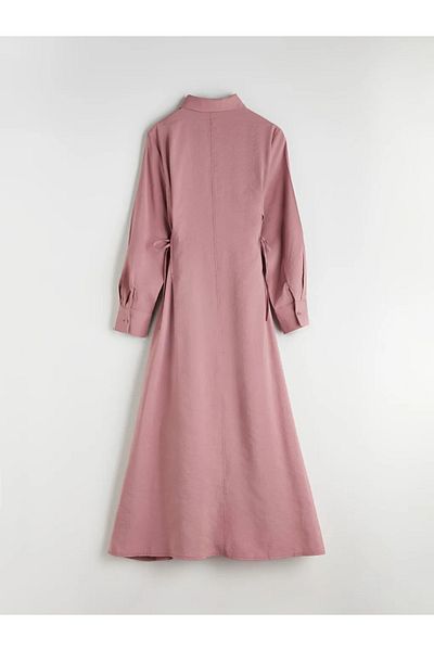 LC Waikiki Lcw Modest Pink Modal Blend Shirt Dress
