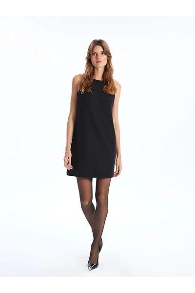 LC Waikiki Lcw Eco Black Bicycle Collar Women Mini Dress