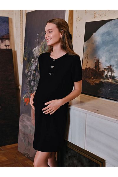 LC Waikiki Lcw Comfort Black Crew Neck Rhinestone Women's Dress