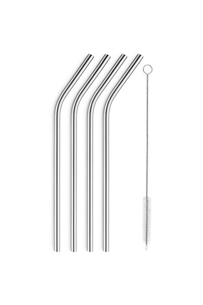 poswicon 5 Pieces Metal Pipette Set Stainless Steel Pipette and Stick Pipette Cleaning Brush