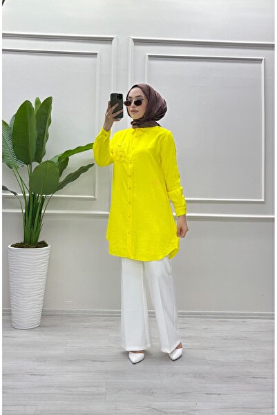 moda acar ÇİLEK KUMAŞ PAPATYA DETAYLI TUNİK