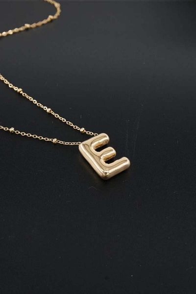 By Zeyna Aksesuar Women's 316 L Stainless Steel Balloon Letter Pendant E